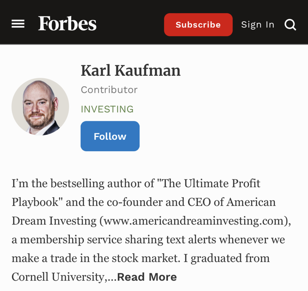 Karl Kaufman Forbes Bio